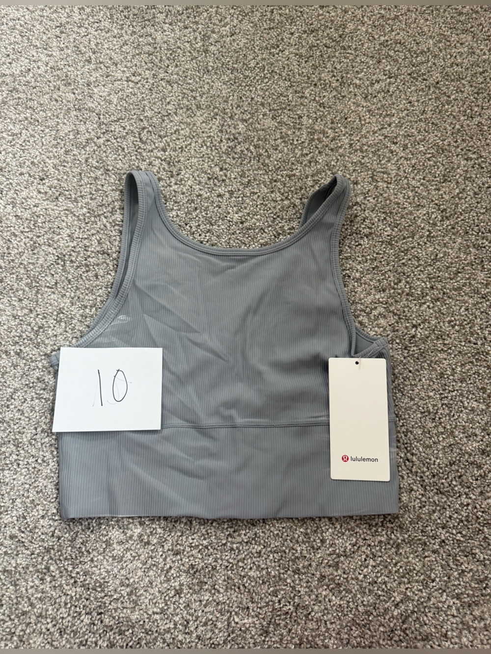 lululemon athletica Grey Ribbed Crop Sports Tank